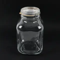 Vintage Vetri di Fidenza Clear Glass Jar Canister with Wire Bail 9.5"