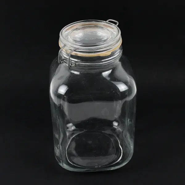 Vintage Vetri di Fidenza Clear Glass Jar Canister with Wire Bail 9.5"