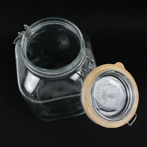 Vintage Vetri di Fidenza Clear Glass Jar Canister with Wire Bail 9.5"