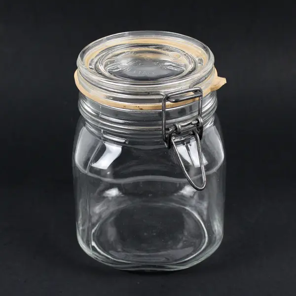 Vintage Fidenza Vetri Clear Glass Jar Canister with Wire Bail 6"