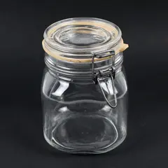 Vintage Fidenza Vetri Clear Glass Jar Canister with Wire Bail 6"