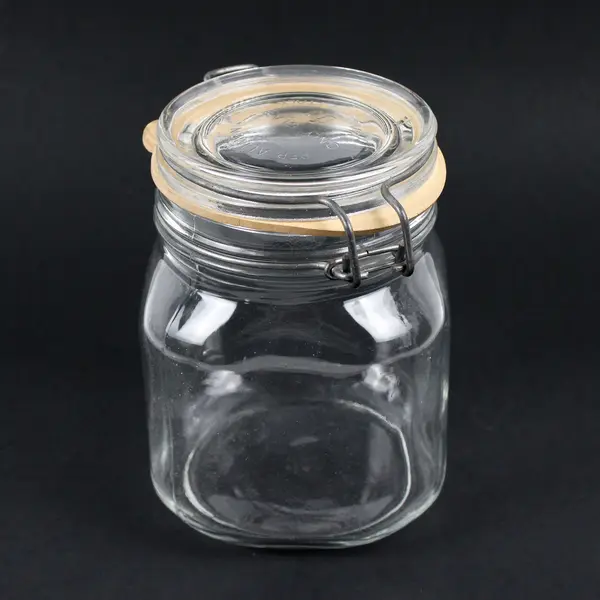 Vintage Fidenza Vetri Clear Glass Jar Canister with Wire Bail 6"
