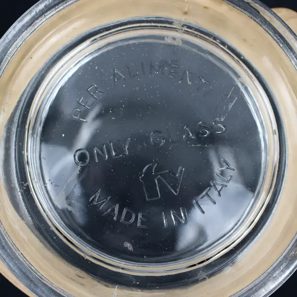 Vintage Fidenza Vetri Clear Glass Jar Canister with Wire Bail 6"