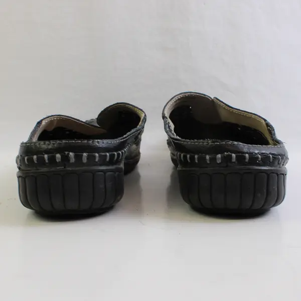 Spring Step Black Leather Floral Pattern Parre Slip On Clog/Sandal Women's 39