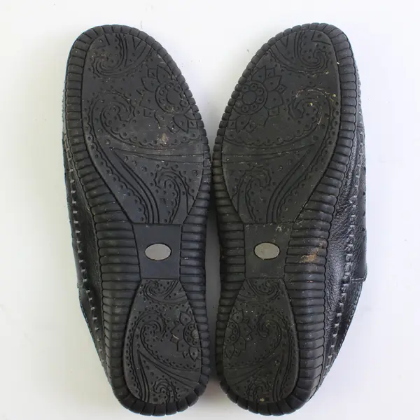 Spring Step Black Leather Floral Pattern Parre Slip On Clog/Sandal Women's 39