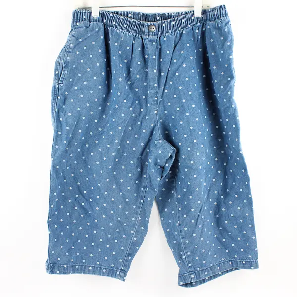 Woman Within Medium Wash Blue Polka Dot Pull-On Shorts Women's 20W Petite