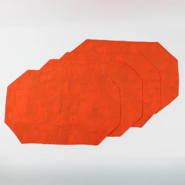 Lot Of 4 Handmade Red/Green Harvest/Scarecrow/Fall Fabric Placemats 17.5"x11.5"