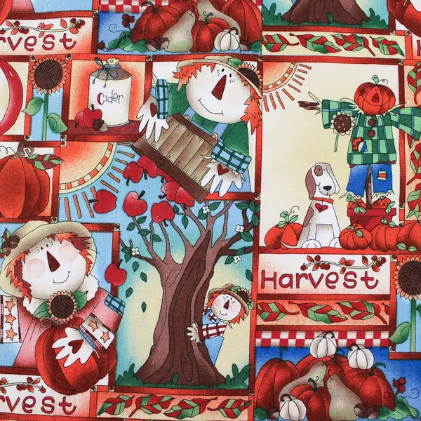 Lot Of 4 Handmade Red/Green Harvest/Scarecrow/Fall Fabric Placemats 17.5"x11.5"