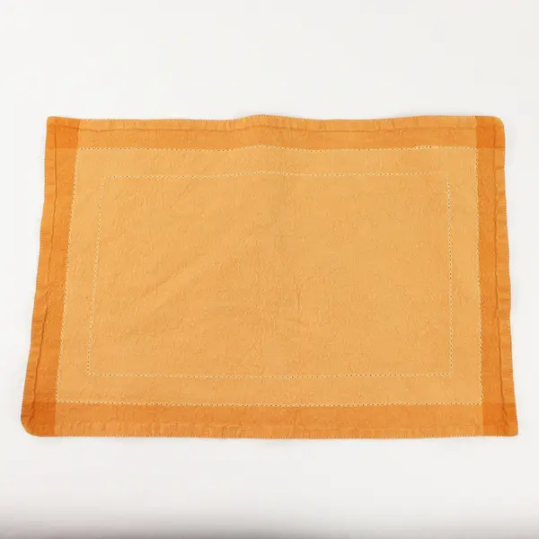 Lot Of 3 Unbranded Solid Mustard Yellow Color Fabric Placemats 12.75" x 19"