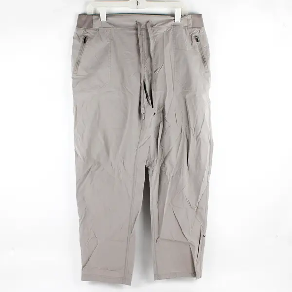 Marika Light Taupe Straight-Leg Roll-Tab Pants Women's XL