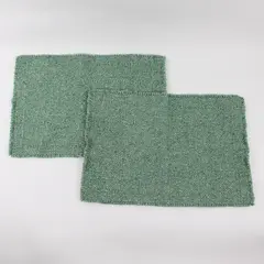Lot Of 2 Unbranded Solid Green Color Woven Fabric Placemats 19.25" x 13.25"