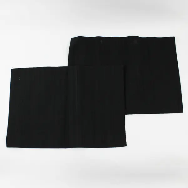 Lot Of 2 Unbranded Solid Black Color Rectangle Fabric Placemats 13.25" x 19.5"