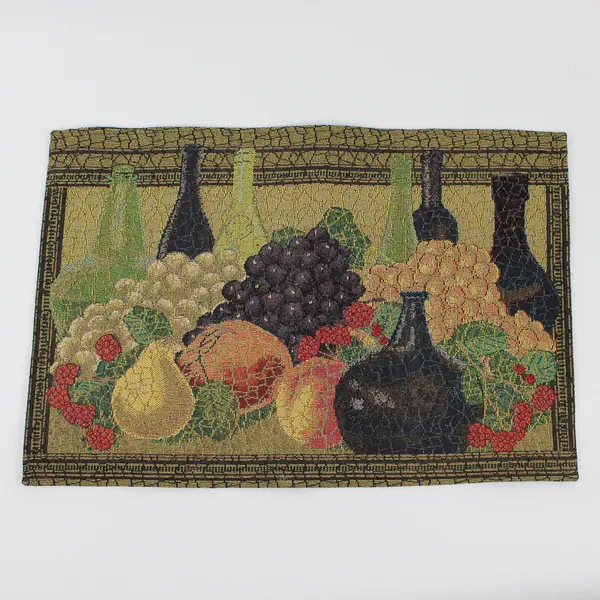 Lot Of 4 Unbranded Wine/Grapes Rectangle Fabric Placemats 13" x 19.5"