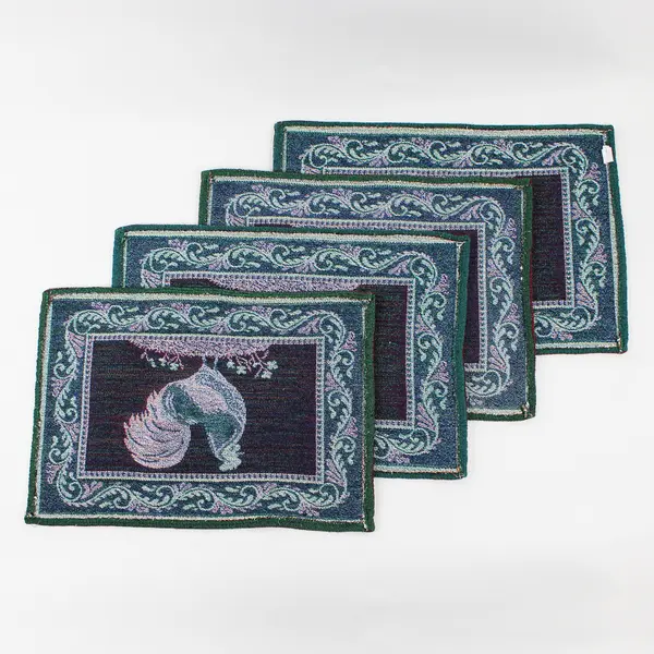 Lot Of 4 Unbranded Rooster/Tuscan Rectangle Fabric Placemats 11.5" x 16.5"