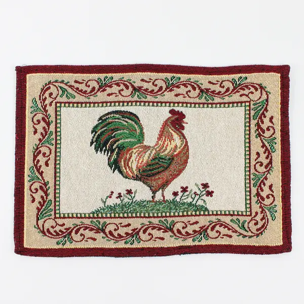 Lot Of 4 Unbranded Rooster/Tuscan Rectangle Fabric Placemats 11.5" x 16.5"