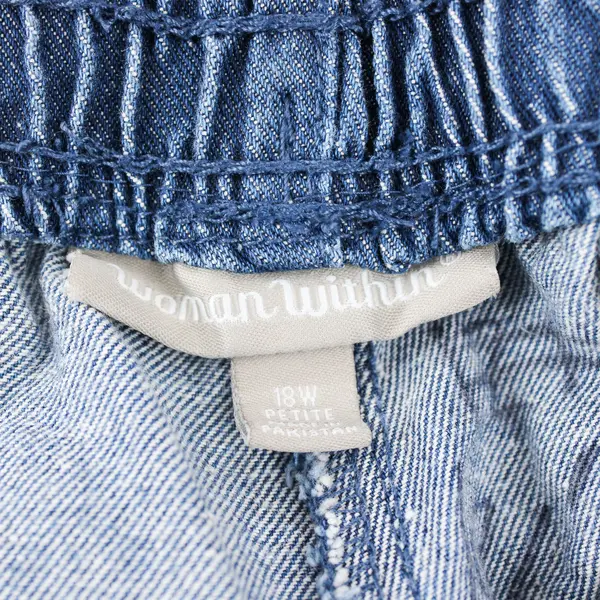 Woman Within Blue Medium Wash Tapered-Leg Pull-On Pants Women's 18W Petite