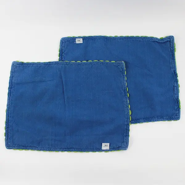 Lot Of 2 Tag Blue/Green Plaid Rectangle Fabric Placemats 13.5" x 18"