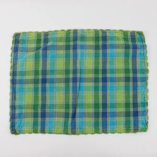 Lot Of 2 Tag Blue/Green Plaid Rectangle Fabric Placemats 13.5" x 18"