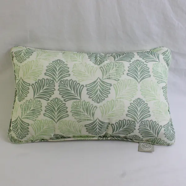 Martha Stewart White/Green Leaf Rectangle Decorative Throw Pillow 10.5" x 17.5"