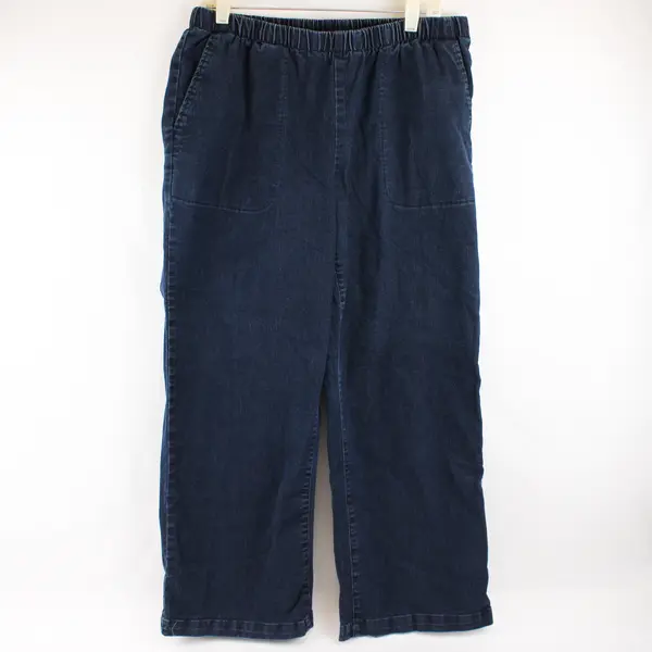 Woman Within Blue Dark Wash Wide-Leg Pull-On Pants Women's 20W Petite