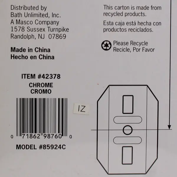 Bath Unlimited Inc Aqua Source Chrome Seton 24" Long Towel Bar Model #85924C