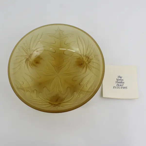  Holophane Veryls Thistles Bowl Frosted Amber 1935/1985
