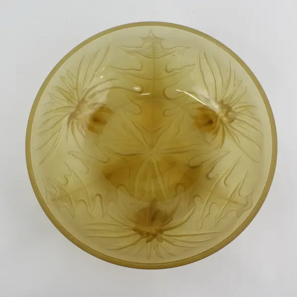  Holophane Veryls Thistles Bowl Frosted Amber 1935/1985