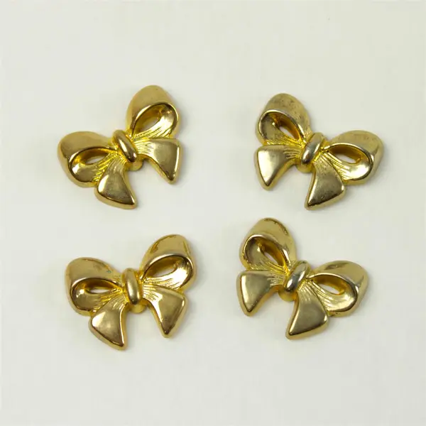Set of 4 Gold Plastic Bows for Crafts Gift Wrapping Party Favors