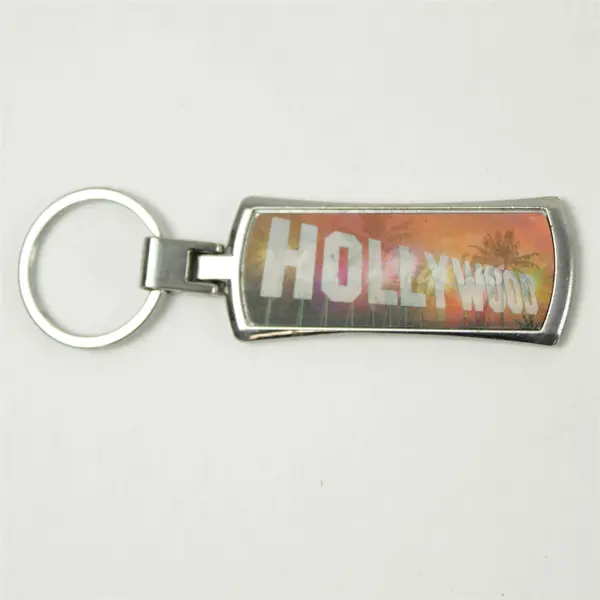 Vintage Los Angeles Hollywood Souvenir Keychain Metal 'W' on Back