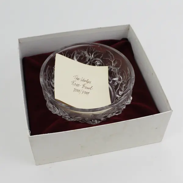 Holophane Veryls Rose Bowl Clear 1935/1984 Original Soiled Box