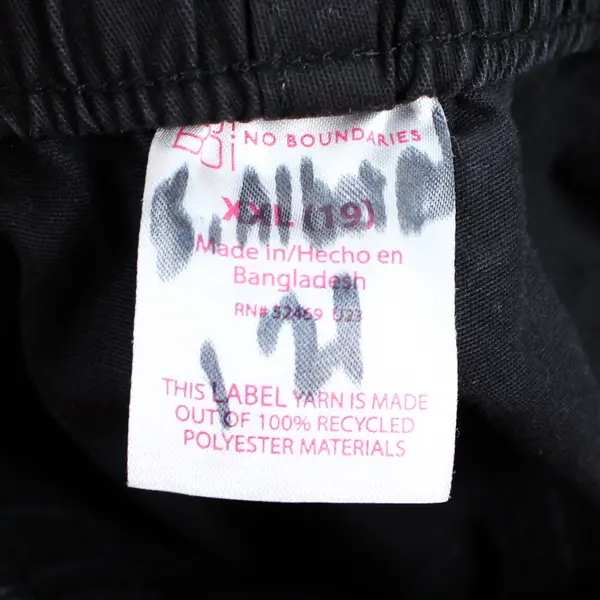 No Boundaries Solid Black Wide-Leg Cargo Pants Juniors XXL 19