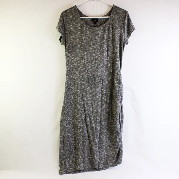 Mossimo Marled Gray Ruched Side Knee-Length Knit Shirt Dress Women's Size Large