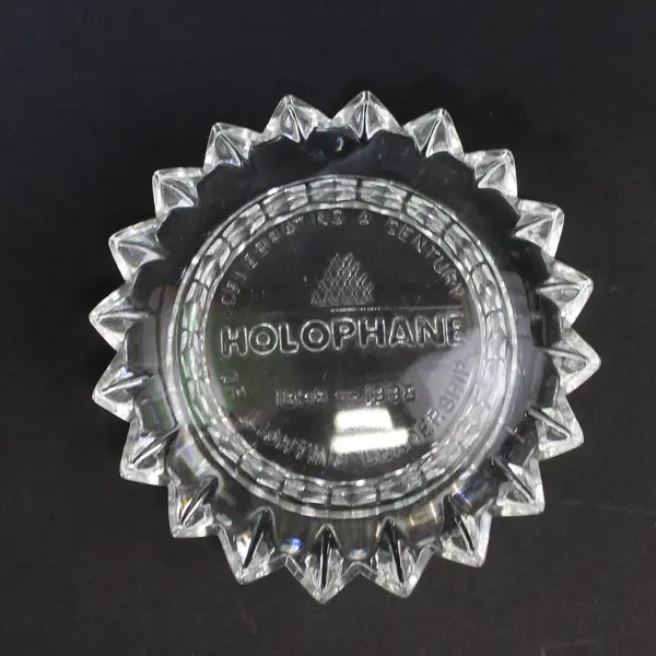 Vintage Holophane 100th Anniversary Clear Glass Ashtray 