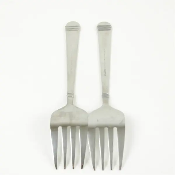 Set of 2 Hampton Silversmiths Arielle Stainless Medium Solid Meat Serving Forks