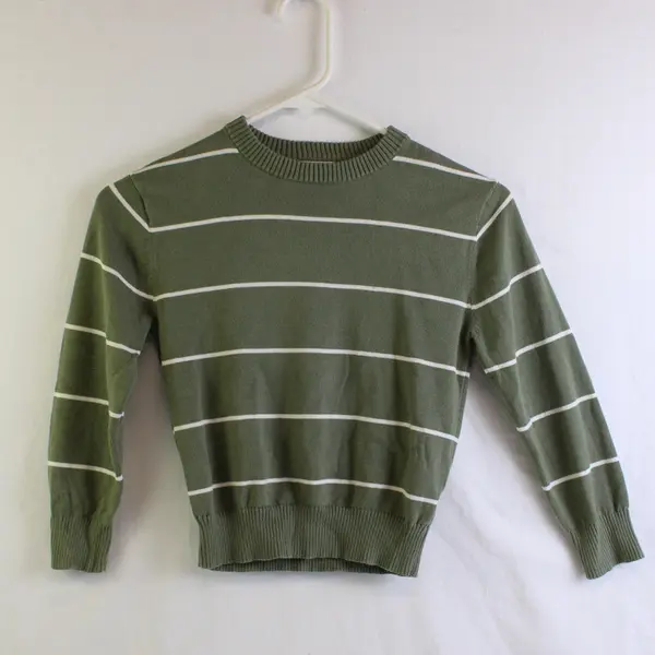 Cat & Jack Green and White Striped Sweater Kids' Size XS 4/5