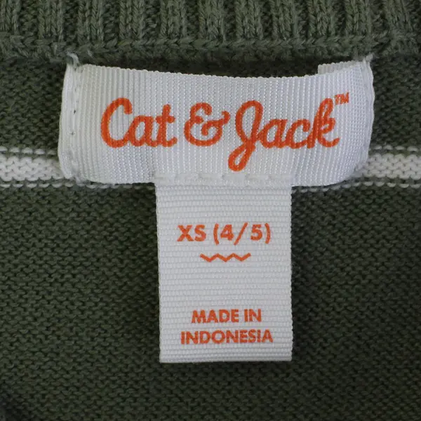 Cat & Jack Green and White Striped Sweater Kids' Size XS 4/5