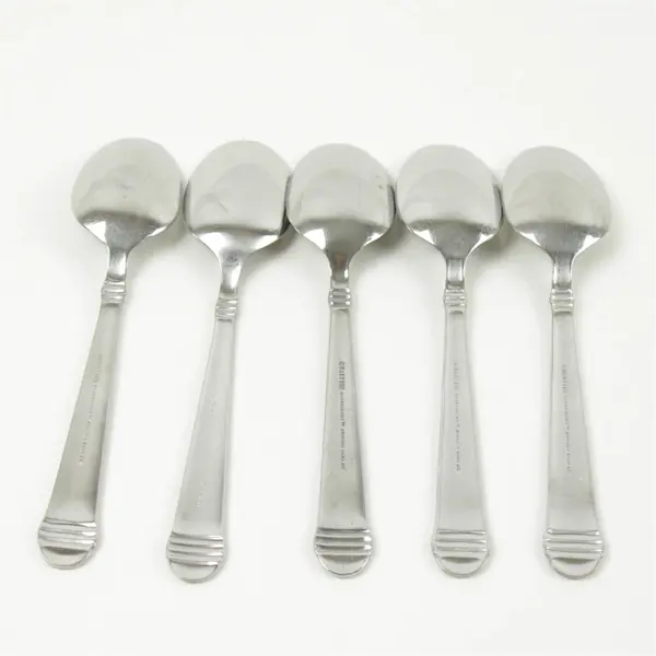Set of 5 Hampton Silversmiths Arielle Stainless Place/Oval Soup Spoons
