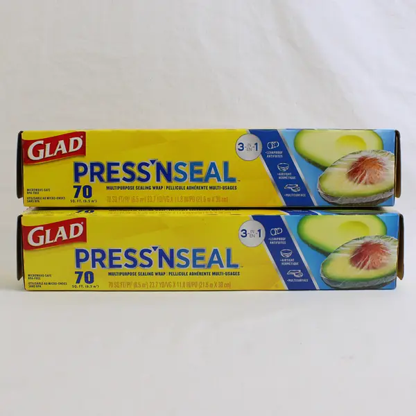 Lot of 2 Glad Press'N Seal Multipurpose Sealing Wrap, 70 sq ft New