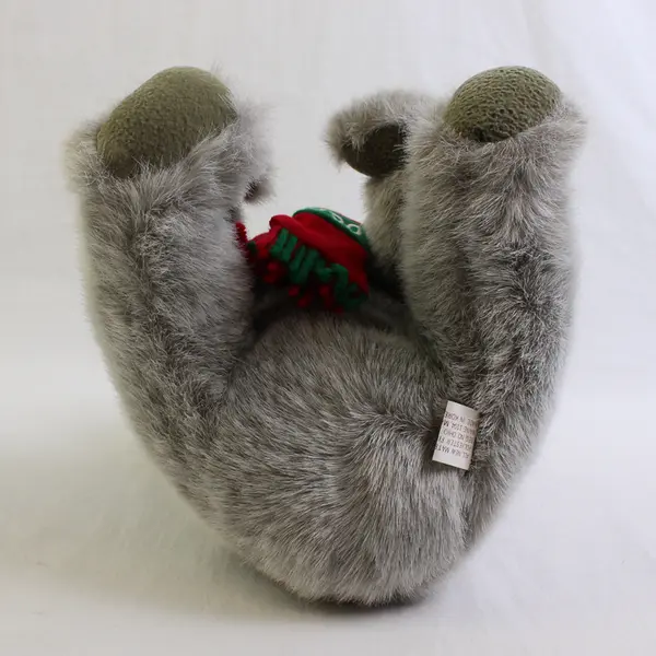 Vintage 1990 Koala Bear Plush Stuffed Animal Grey White Red Green Scarf