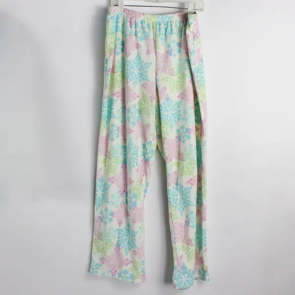 Pink K Multicolor Snowflake Pattern Fleece Pajama Set Women's Size XL
