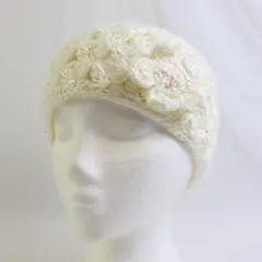 Candie's Knit Beanie White Sequined Floral Women's M/L
