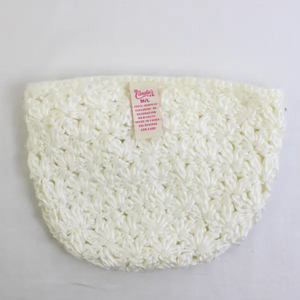 Candie's Knit Beanie White Sequined Floral Women's M/L