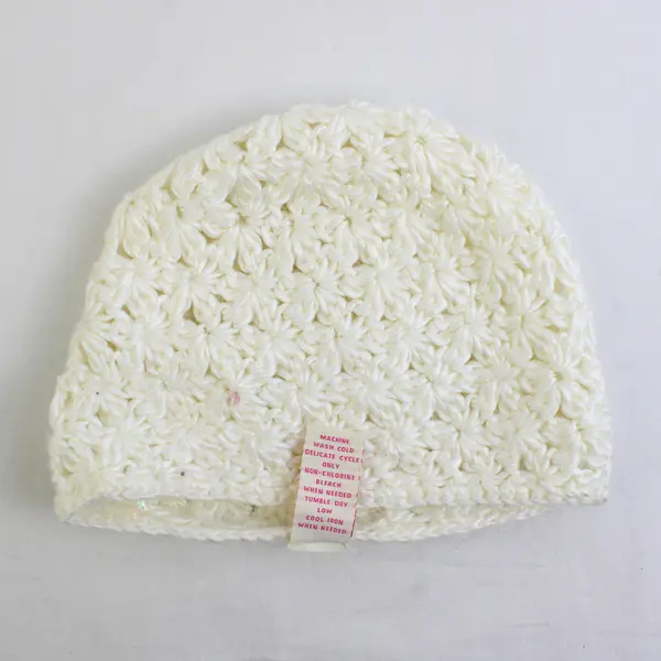 Candie's Knit Beanie White Sequined Floral Women's M/L
