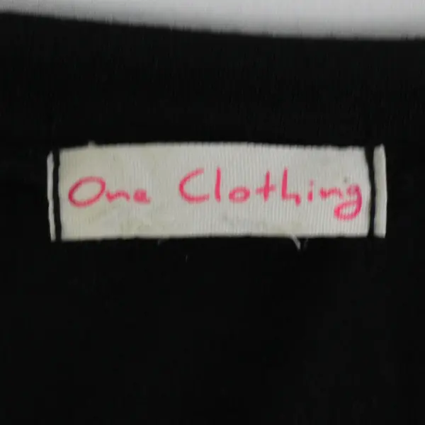 One Clothing Metallic Graphic Black Short-Sleeved Scoop Neck Top Women's  XL