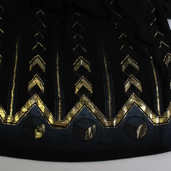 One Clothing Metallic Graphic Black Short-Sleeved Scoop Neck Top Women's  XL