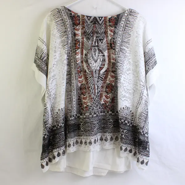 Lavish Openwork Layered Poncho Blouse Women's XL