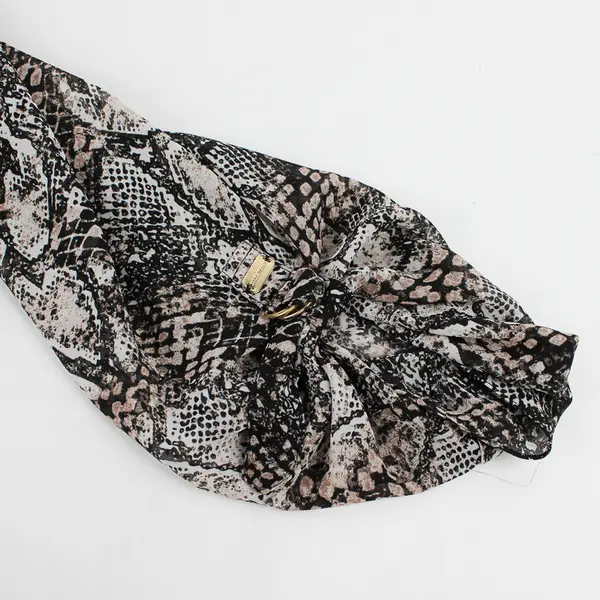 Ellen Tracy Sheer Snakeskin Print Roll-Tab Sleeve Blouse Women's XL