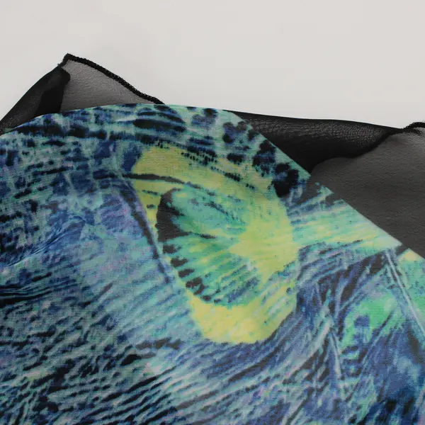 B.L.E.U. Peacock Feather Animal Print Layered Poncho Blouse Women's XL