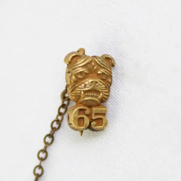 1965 Vintage P Club Brass Enamel Lapel Pins With Chain Attached Bear Cub 65 Pin