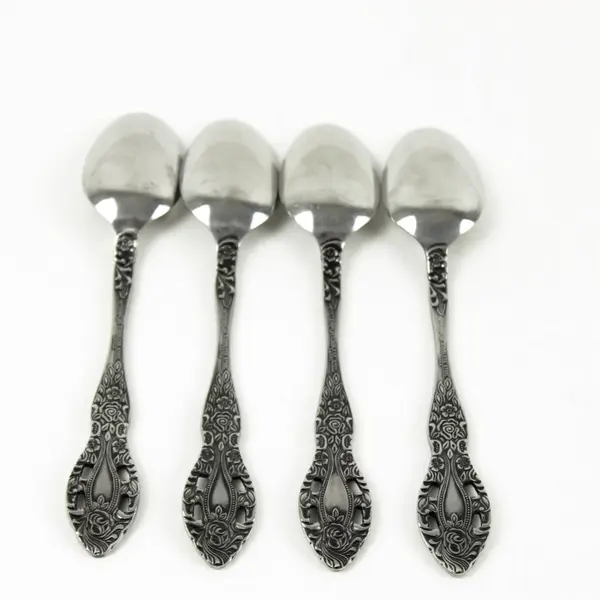 Lot of 4 Interpur INR13 Stainless Steel Teaspoons